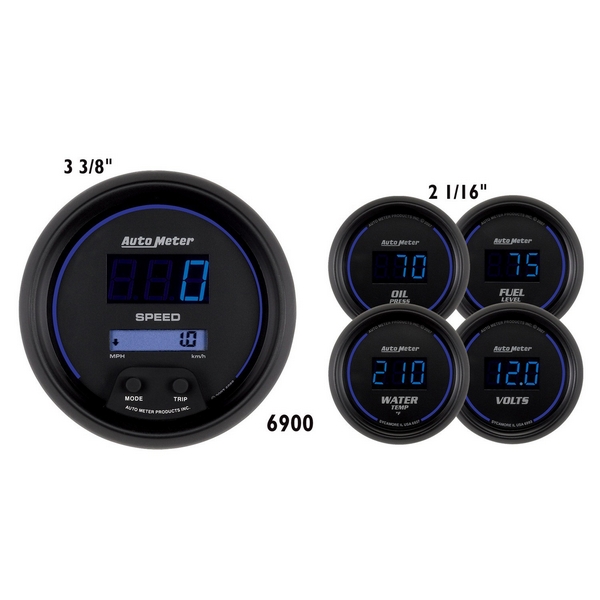 5 PC. GAUGE KIT, 3-3/8" & 2-1/16", COBALT DIGITAL